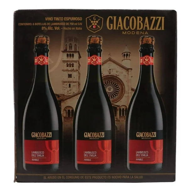Vino Tinto Giacobazzi Lambrusco Espumoso 6 Pzas de 750 Ml