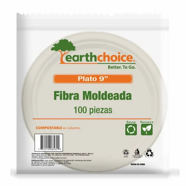 Plato Liso Earth Choice 9" con 100 Pzas
