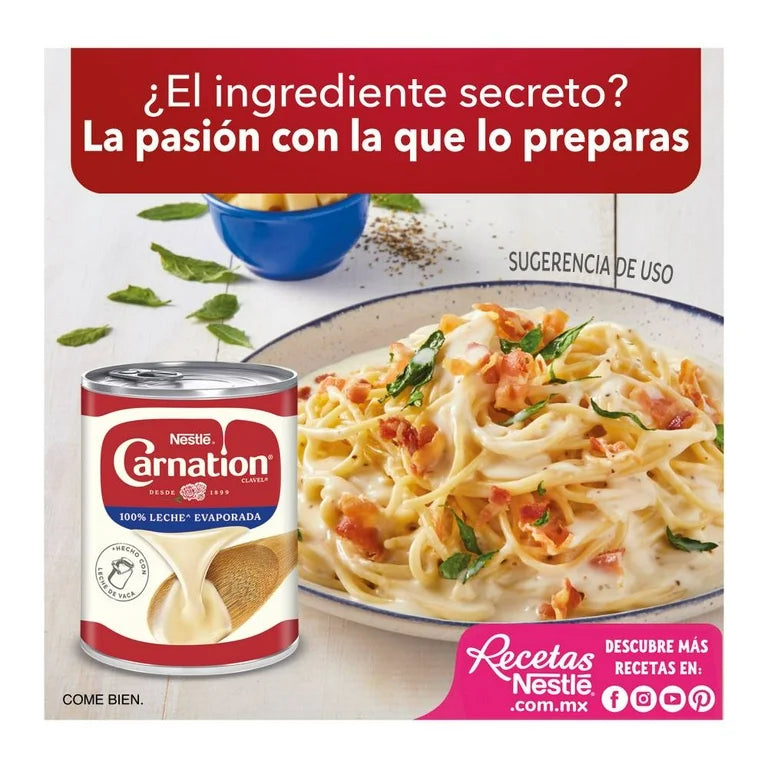Leche Evaporada Carnation Clavel Nestlé 10 pza 360 g c/u