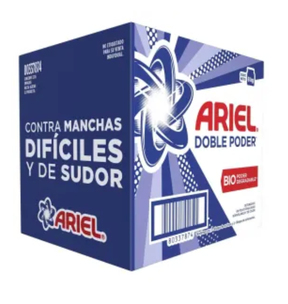 Detergente Ariel doble poder en polvo 8K - K