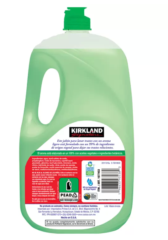 Kirkland Signature Jabón Para Trastes de Origen Vegetal 2.6 L - .