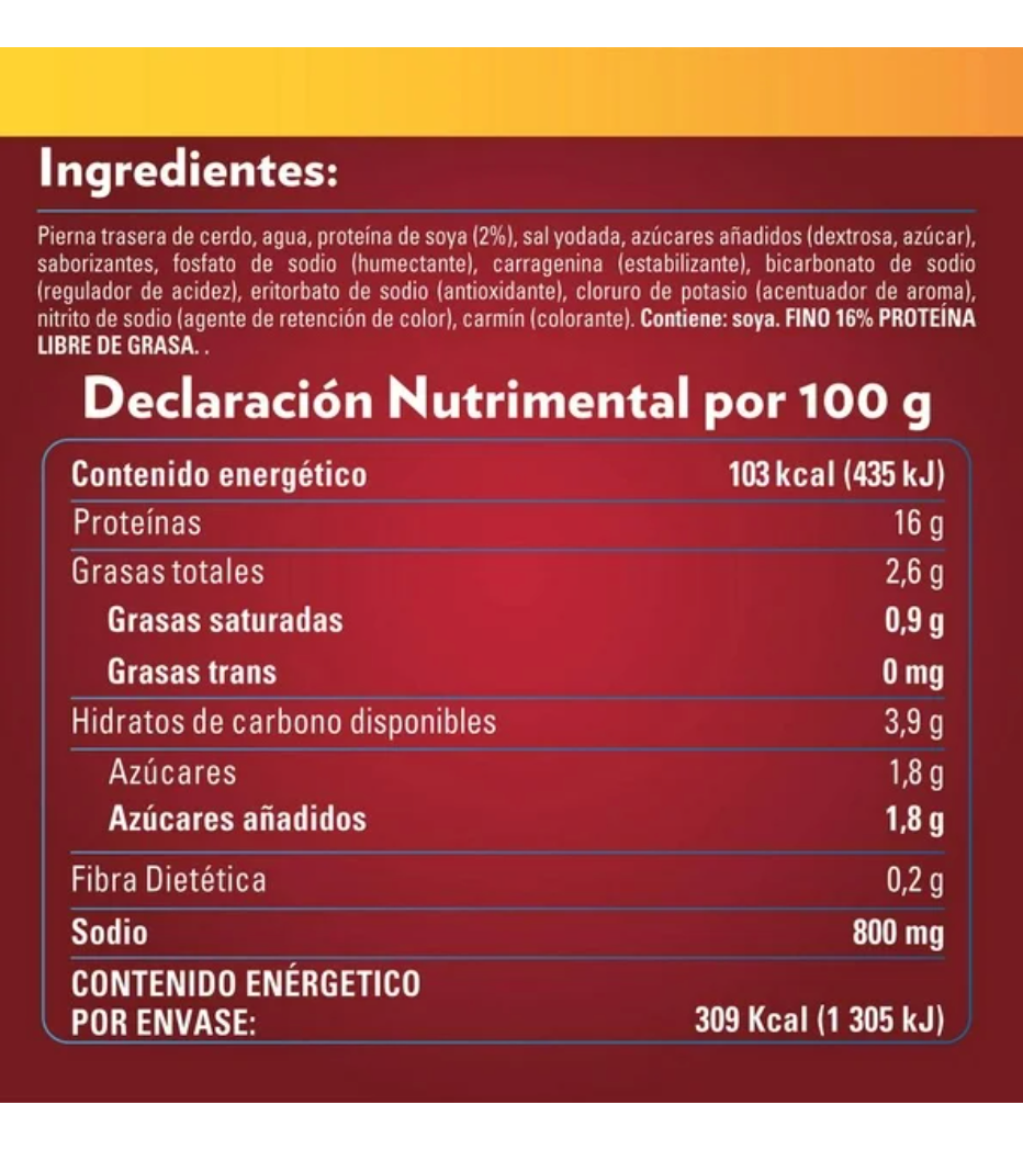 Jamón de Pierna San Rafael 3 piezas de 300 gr - .