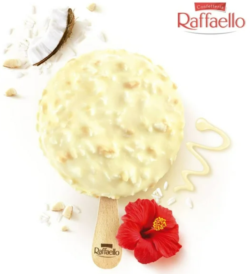 Paleta de Helado Raffaello 8 pzas de 47 g - .