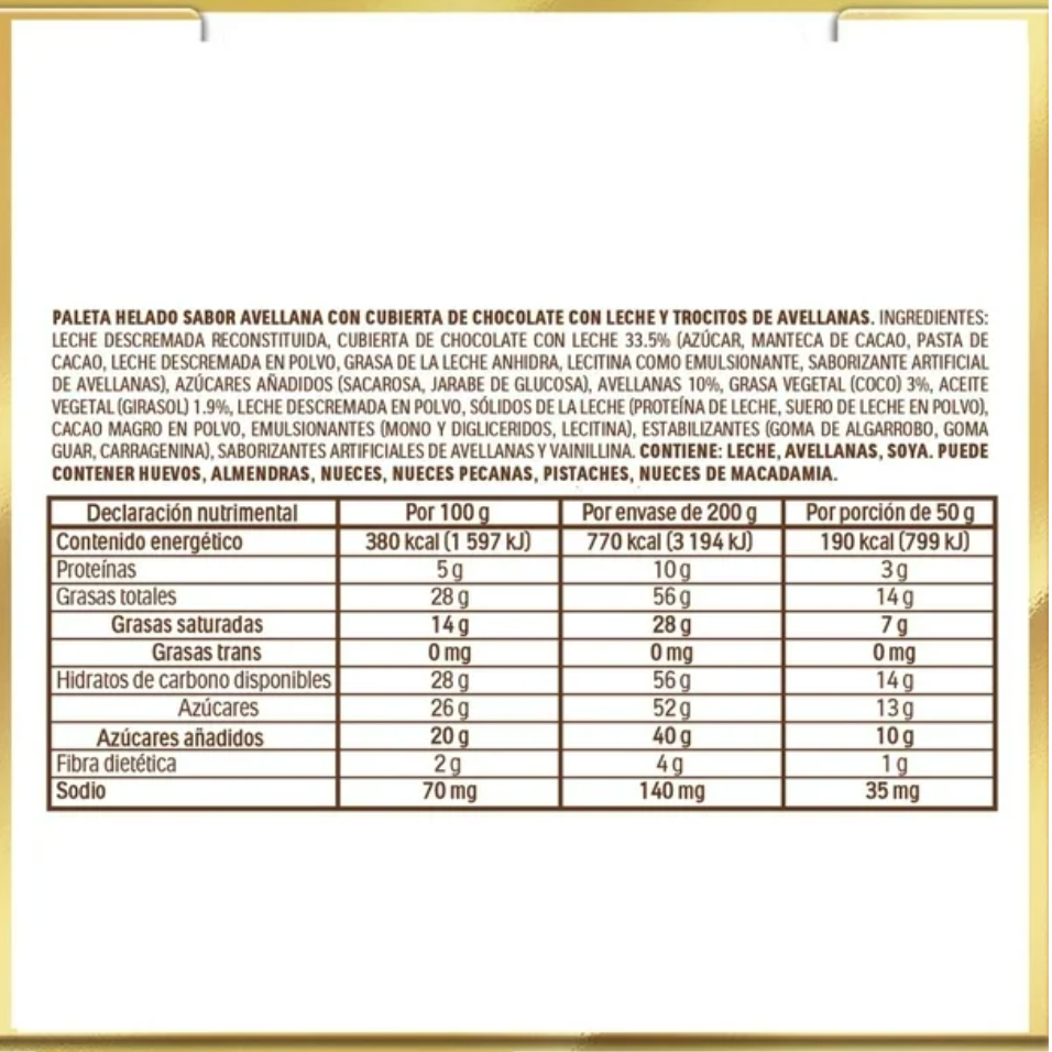 Paleta de Helado Ferrero Rocher 8 pzas de 50 g - .