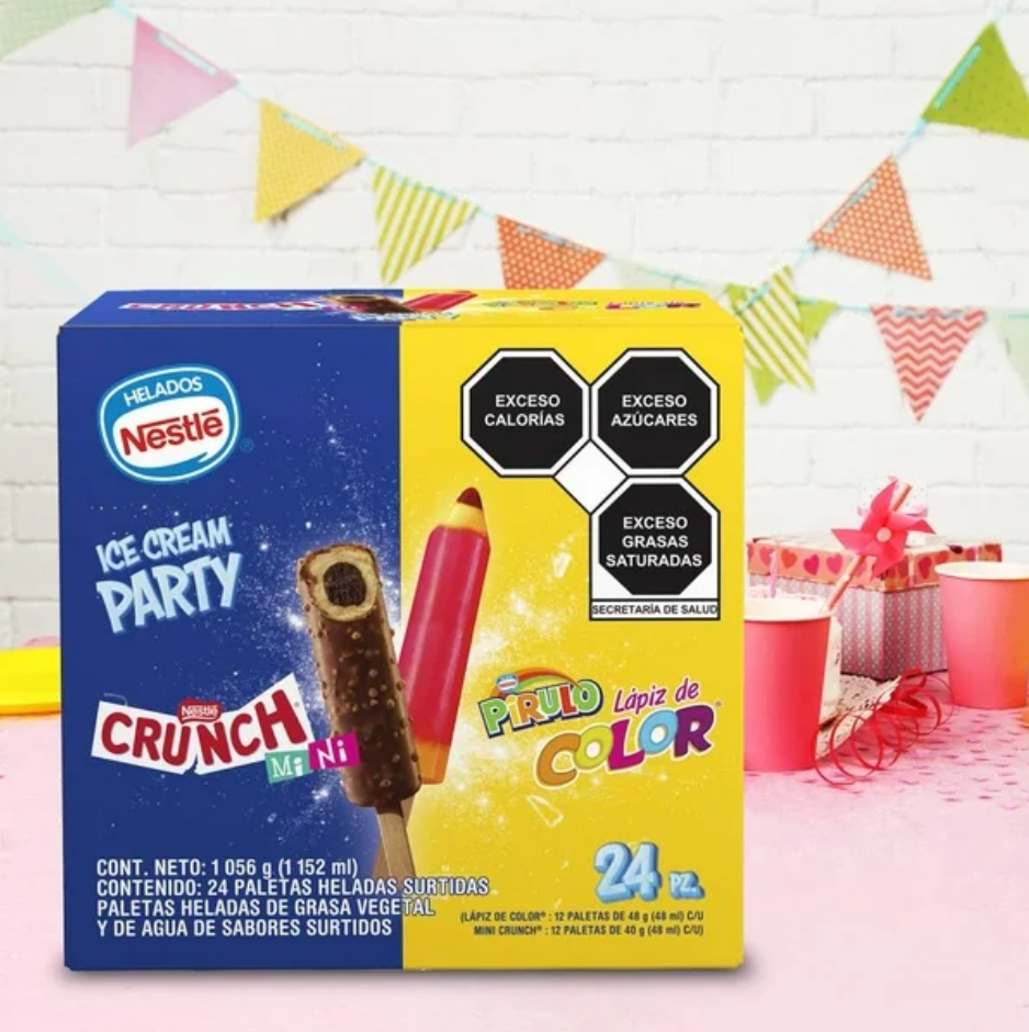 Paletas Heladas Nestlé Crunch + Pirulo Multipack 24 pzas - .
