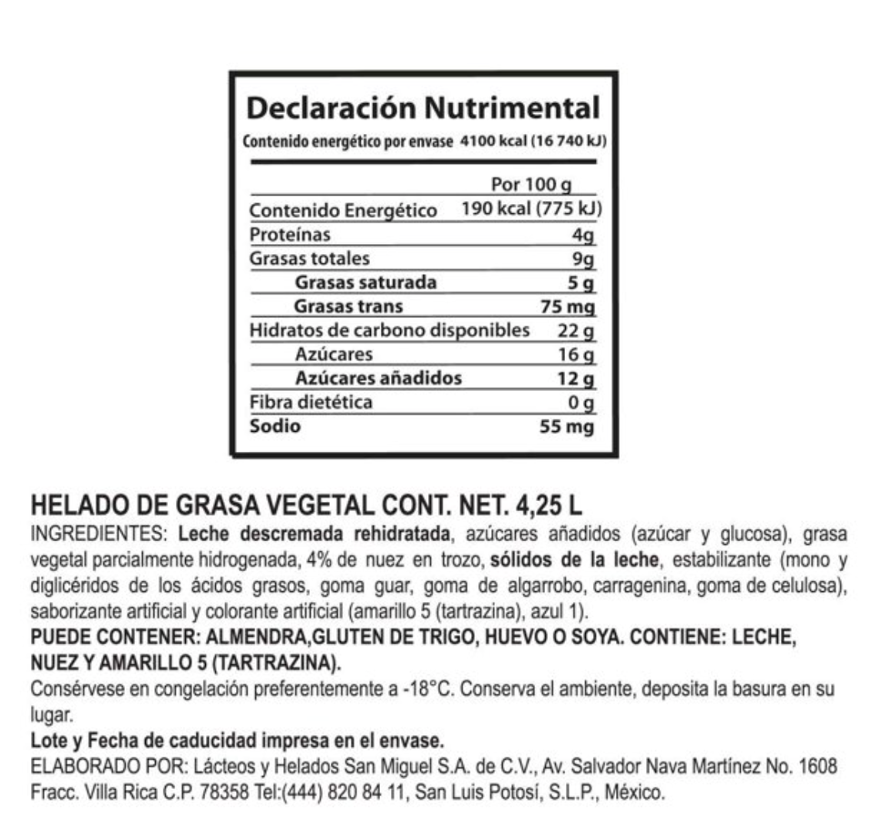 Helado SanMy Sabor Pistache 4,25 l - .