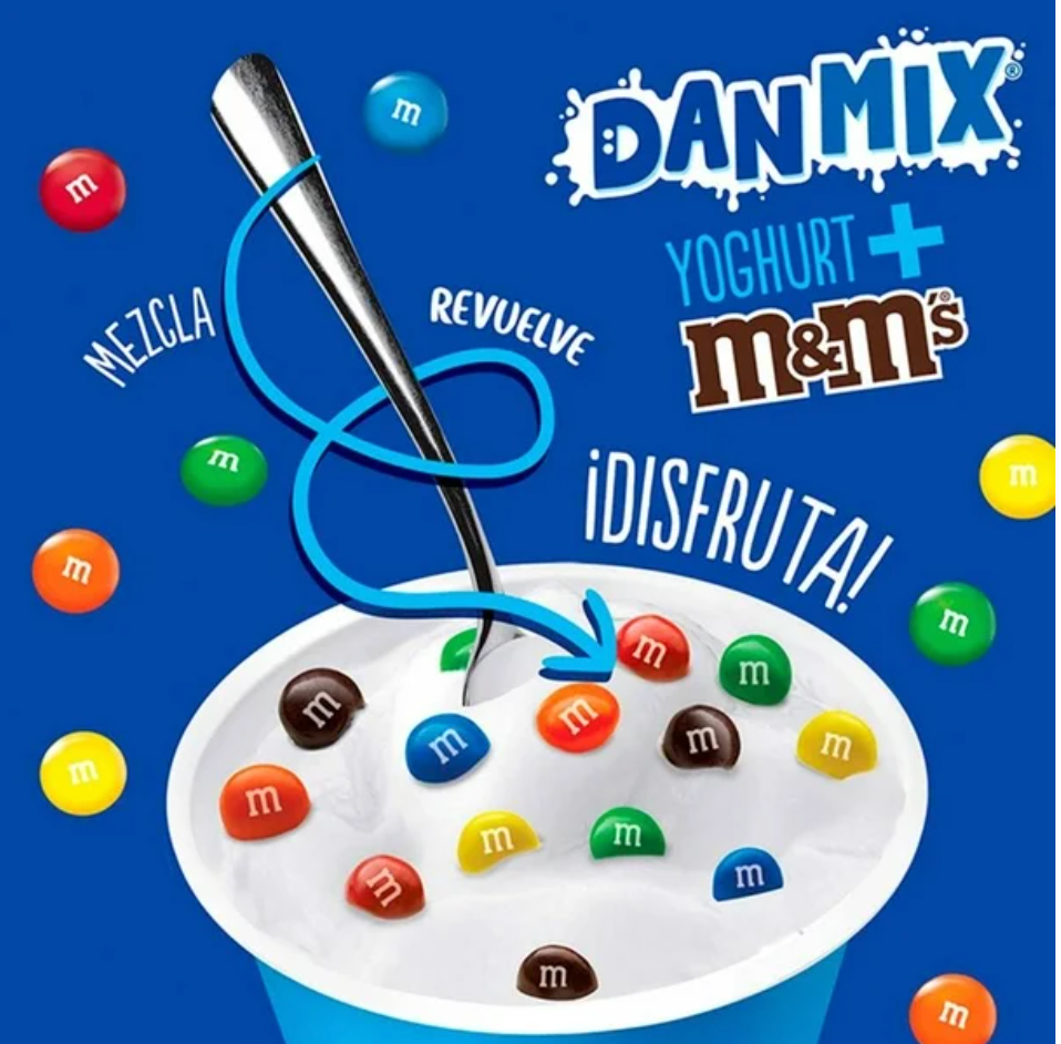 Yoghurt DanMix Vainilla con M&M's 6 pzas de 110 g c/u - .