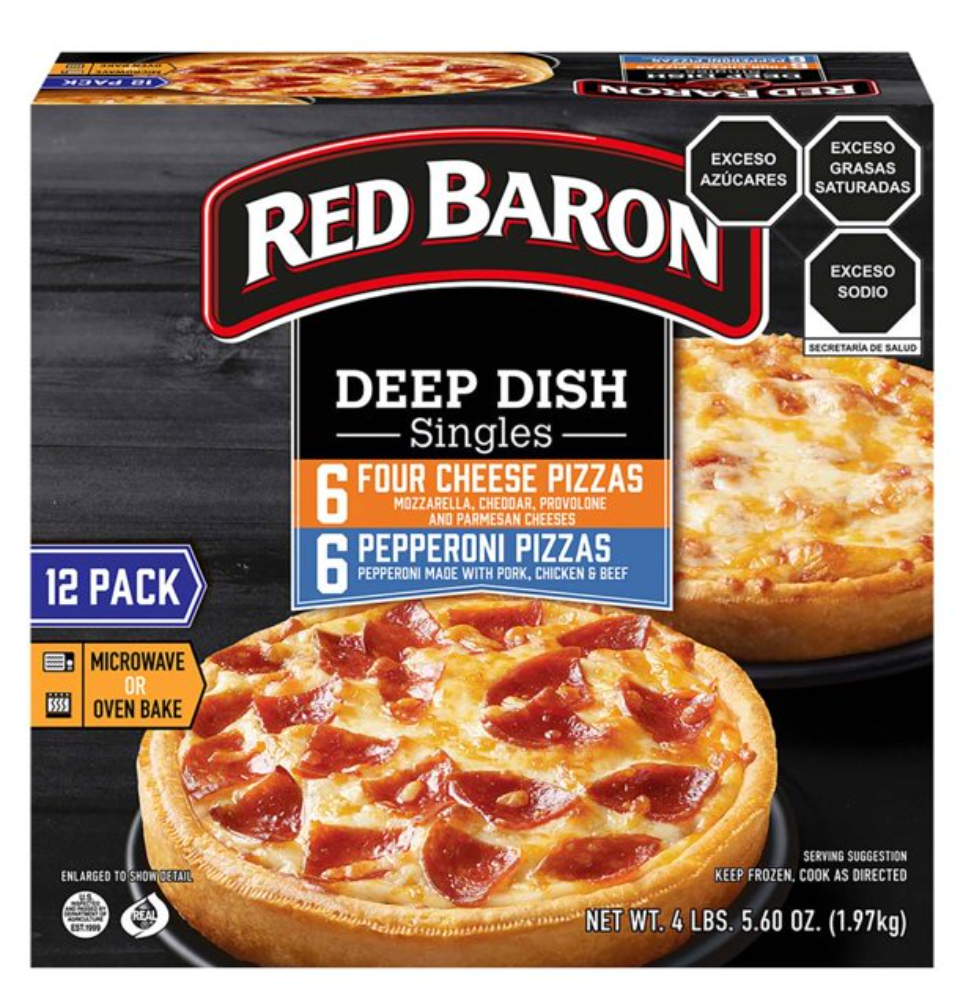 Pizza Red Baron Deep Dish Pepperoni y Cuatro Quesos 12 pzas - .