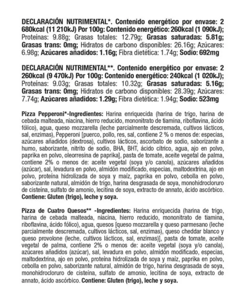 Pizza Red Baron Deep Dish Pepperoni y Cuatro Quesos 12 pzas - .