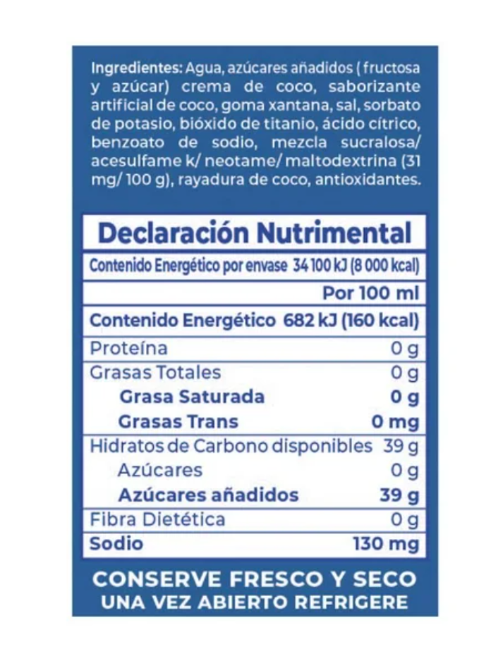 Concentrado Delsol Sabor Crema de Coco 5 lts - .