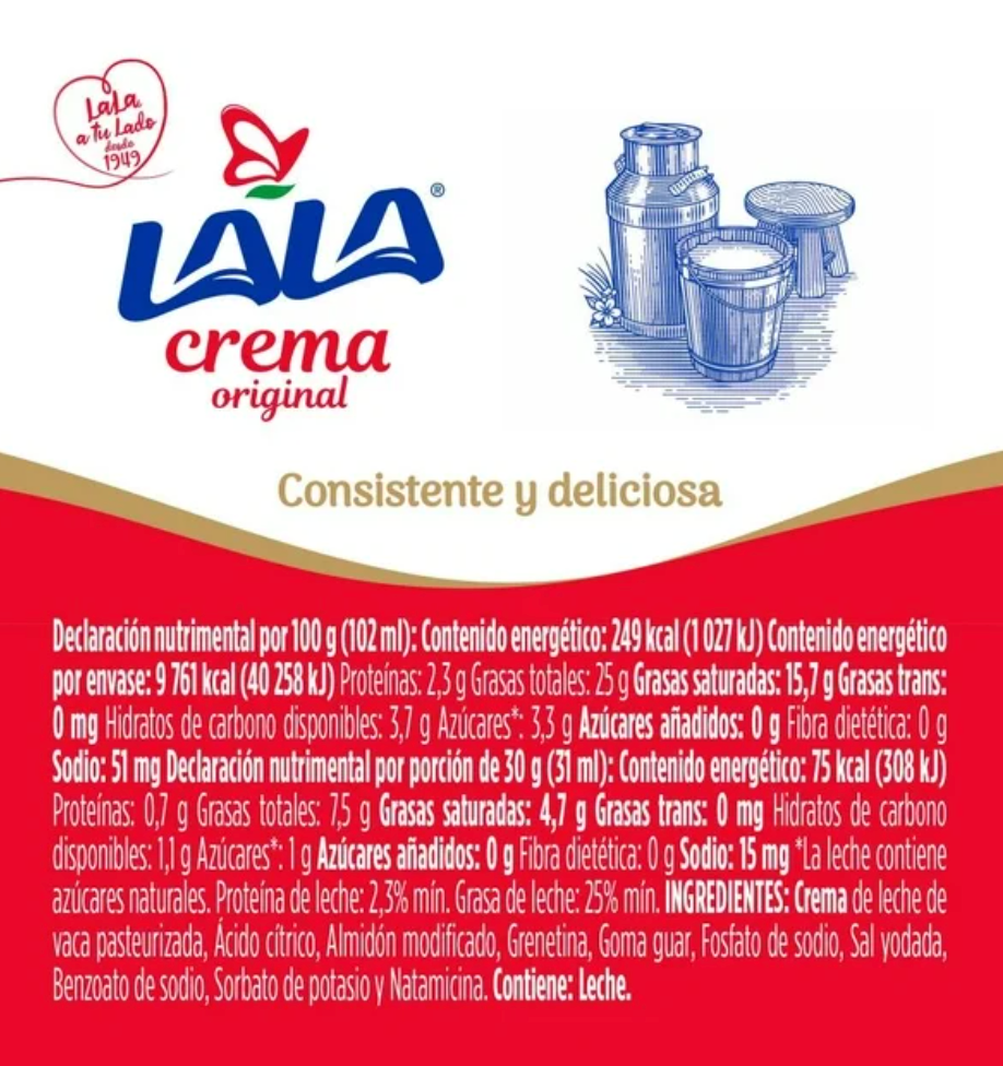 Crema Lala Entera 4 l - .