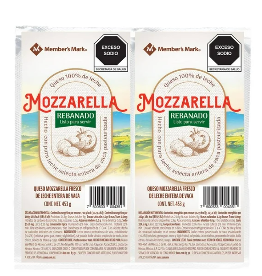 Queso Mozzarella Member's Mark Rebanado 906 g - .