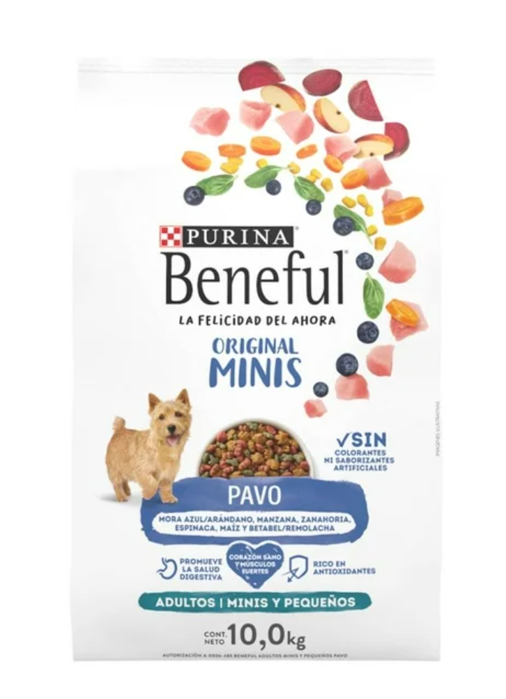 Alimento Seco para Perro Purina Beneful Adulto Razas Minis Pavo y Mora Azul 10 kg - .