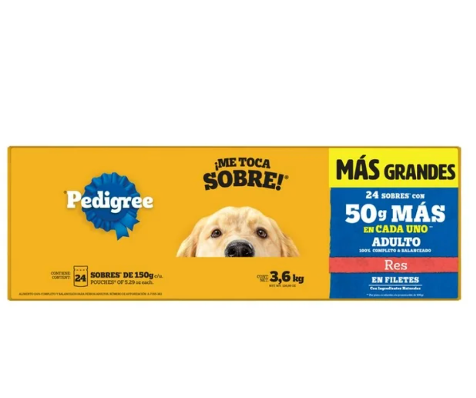Alimento Húmedo para Perro Pedigree Sabor Res 24 pzas de 150 g c/u - .