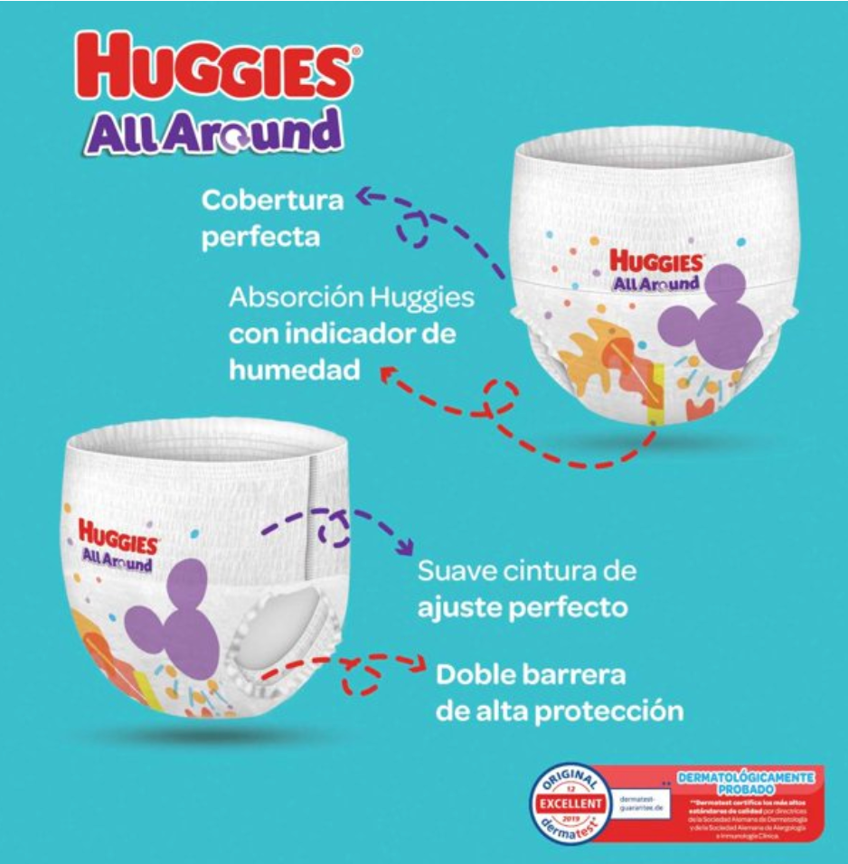 Pañales Huggies All Around Etapa 6 Unisex 90 pzas - .