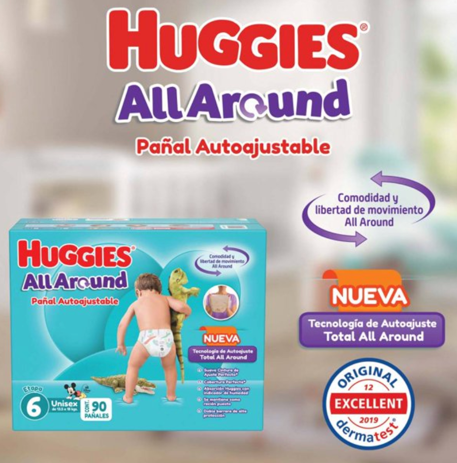 Pañales Huggies All Around Etapa 6 Unisex 90 pzas - .