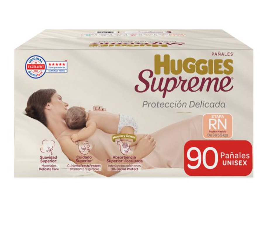 Pañales Huggies Supreme SUPREME Protección Delicada Recién Nacido 90 pzas - .