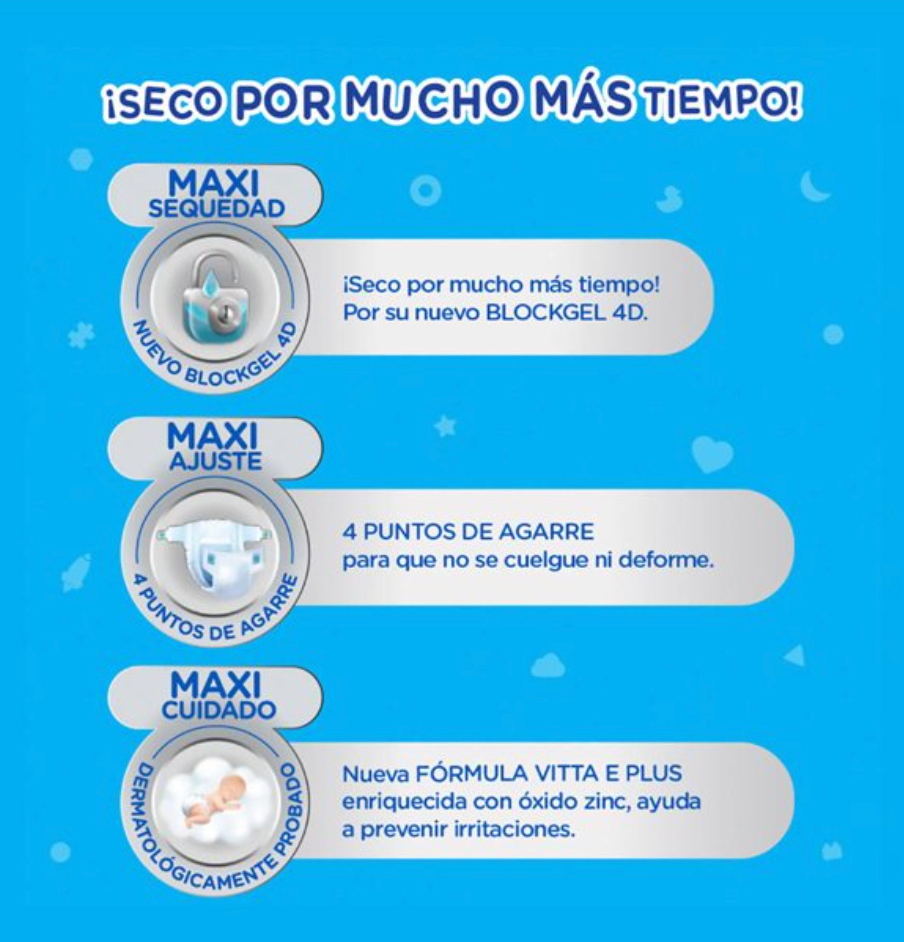 Pañales KLEENBEBE Suavelastic Extra Jumbo 75 piezas - .