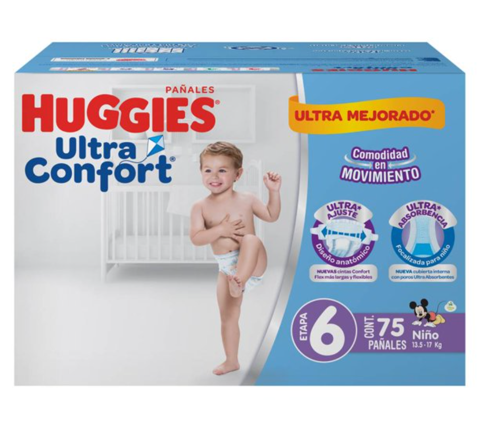 Pañales Huggies Ultra Confort Etapa 6 Niño 75 pzas - .