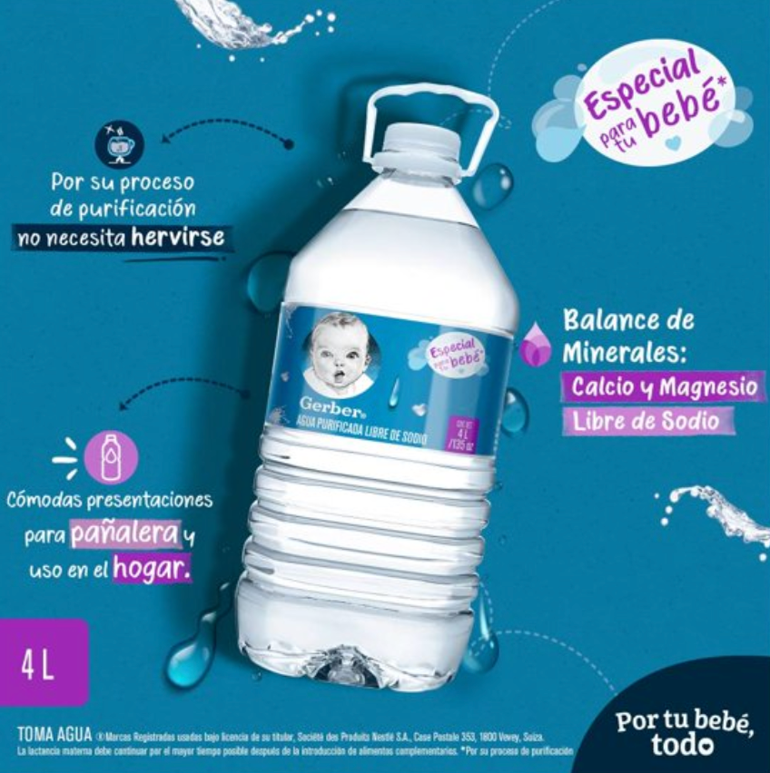 Agua Purificada Gerber 6 Botellas de 4 L c/u - .