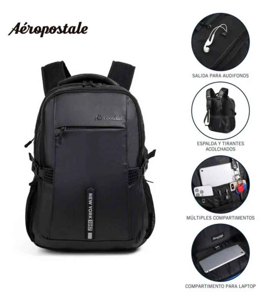 Backpack Aeropostale Portalaptop de 15" Negro - .