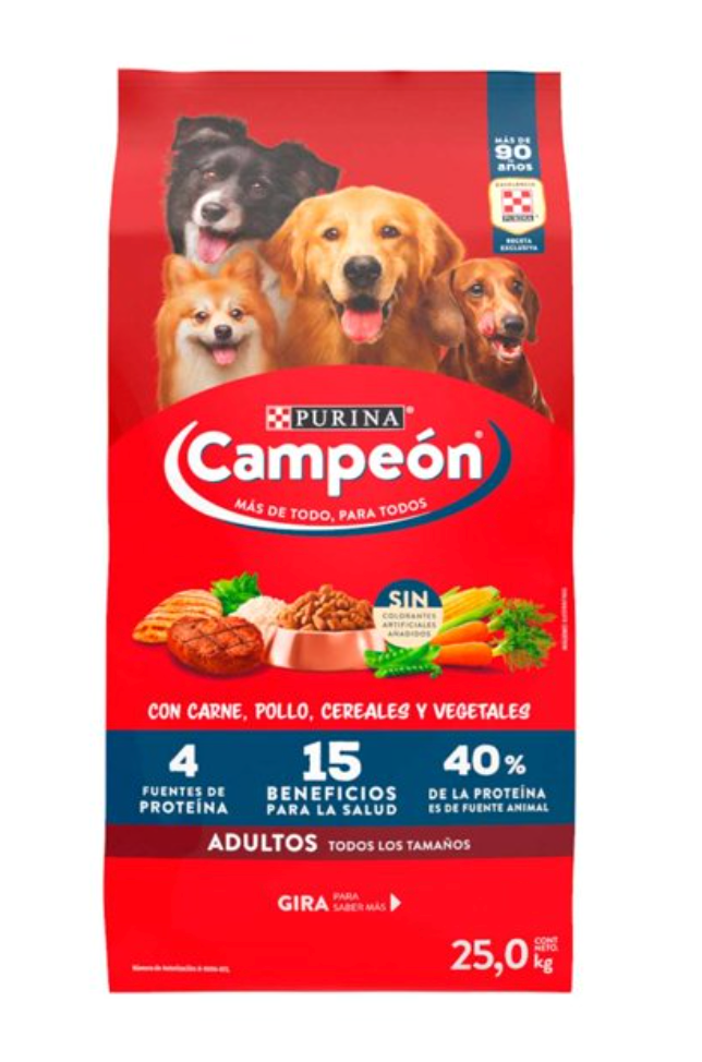 Alimento Seco para Perro Campeón Todos los Tamaños 25 kg - .