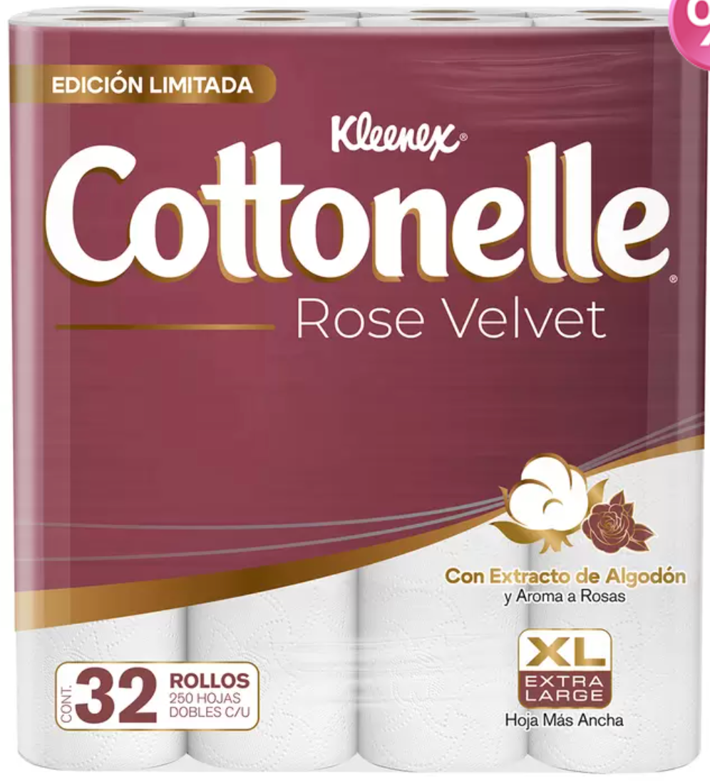 Kleenex Cottonelle Rose Velvet Papel Higiénico 32 Rollos - KOZ