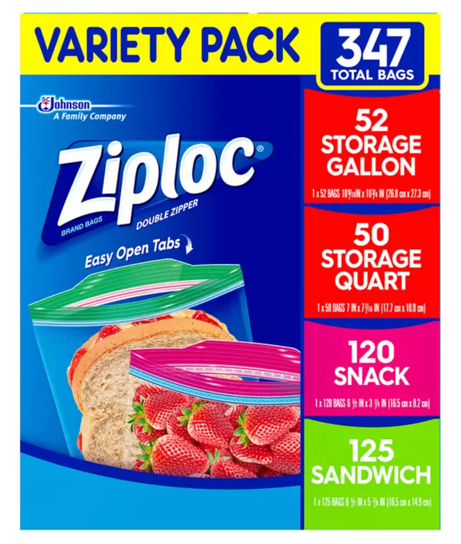 Ziploc Paquete Surtido de Bolsas 347 piezas - .