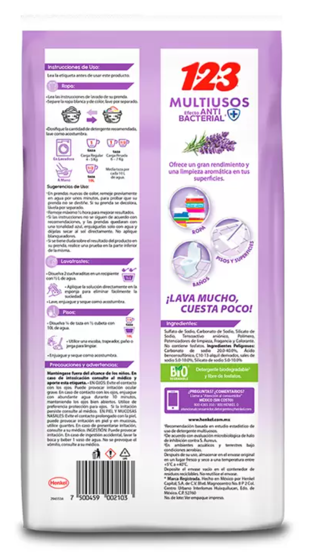 123 Jabón Multiusos Aroma Lavanda 10 kgs - .