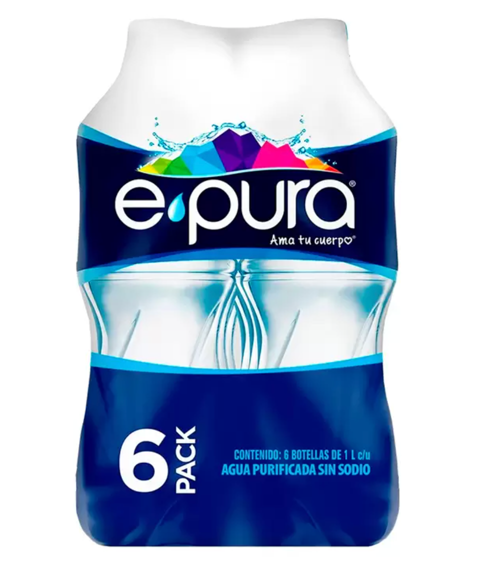 Epura Agua Purificada sin Sodio 6 pzas de 1 L - .