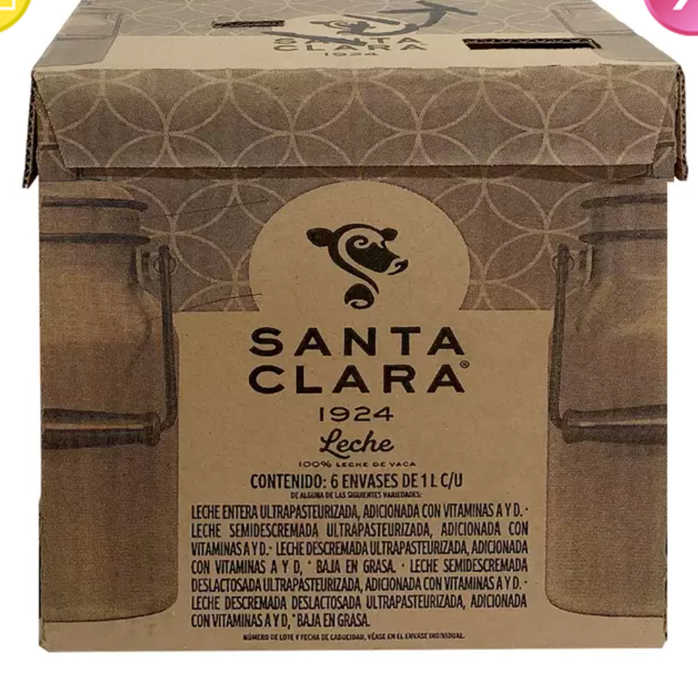 Santa Clara Leche Entera 6 pzas de 1 L - .