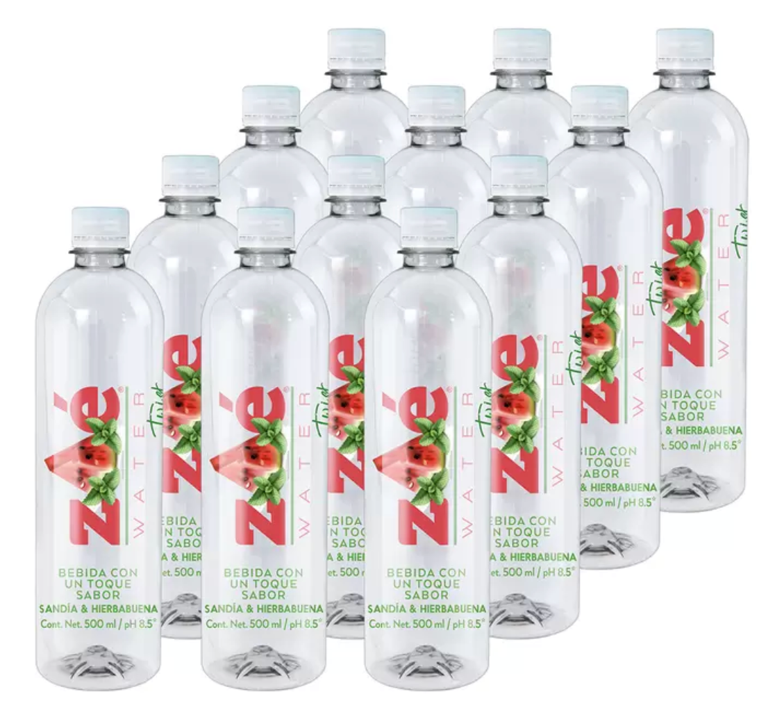 Zoé Water Twist Agua Alcalina Sabor Sandía y Hierbabuena 12 piezas de 500 ml - KOZ