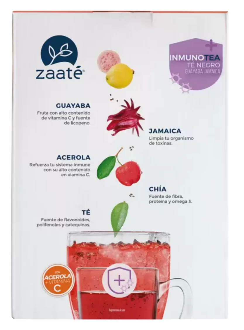 Zaaté Inmuno Tea Té Negro Guayaba Jamaica con Vitamina C y Acerola 1 kg - .