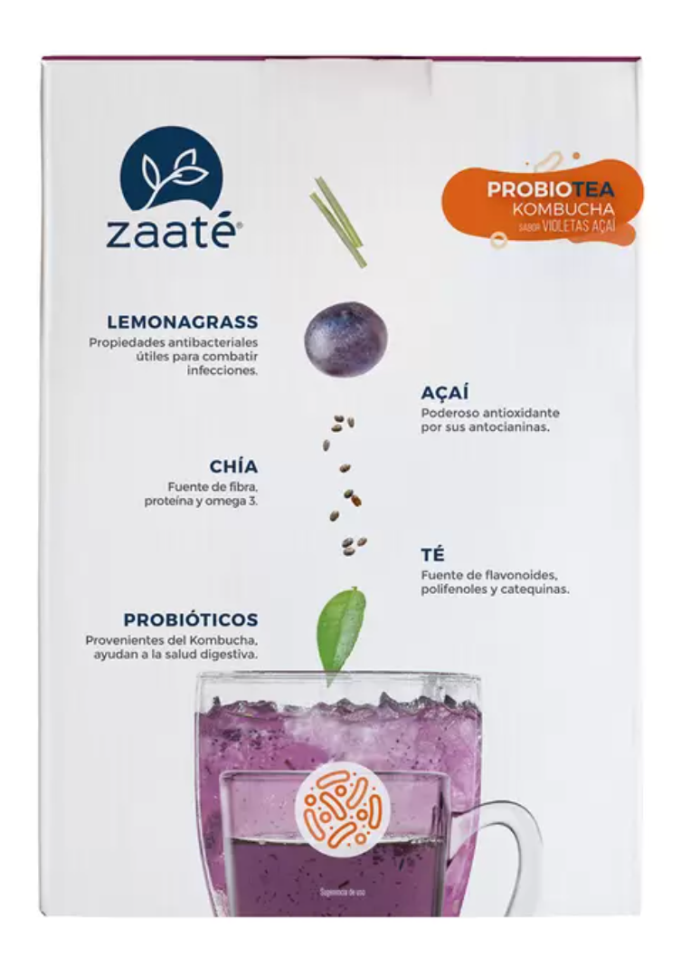 Zaaté Té Verde Kombucha Sabor Violetas Açai y Chía 1 kg - .