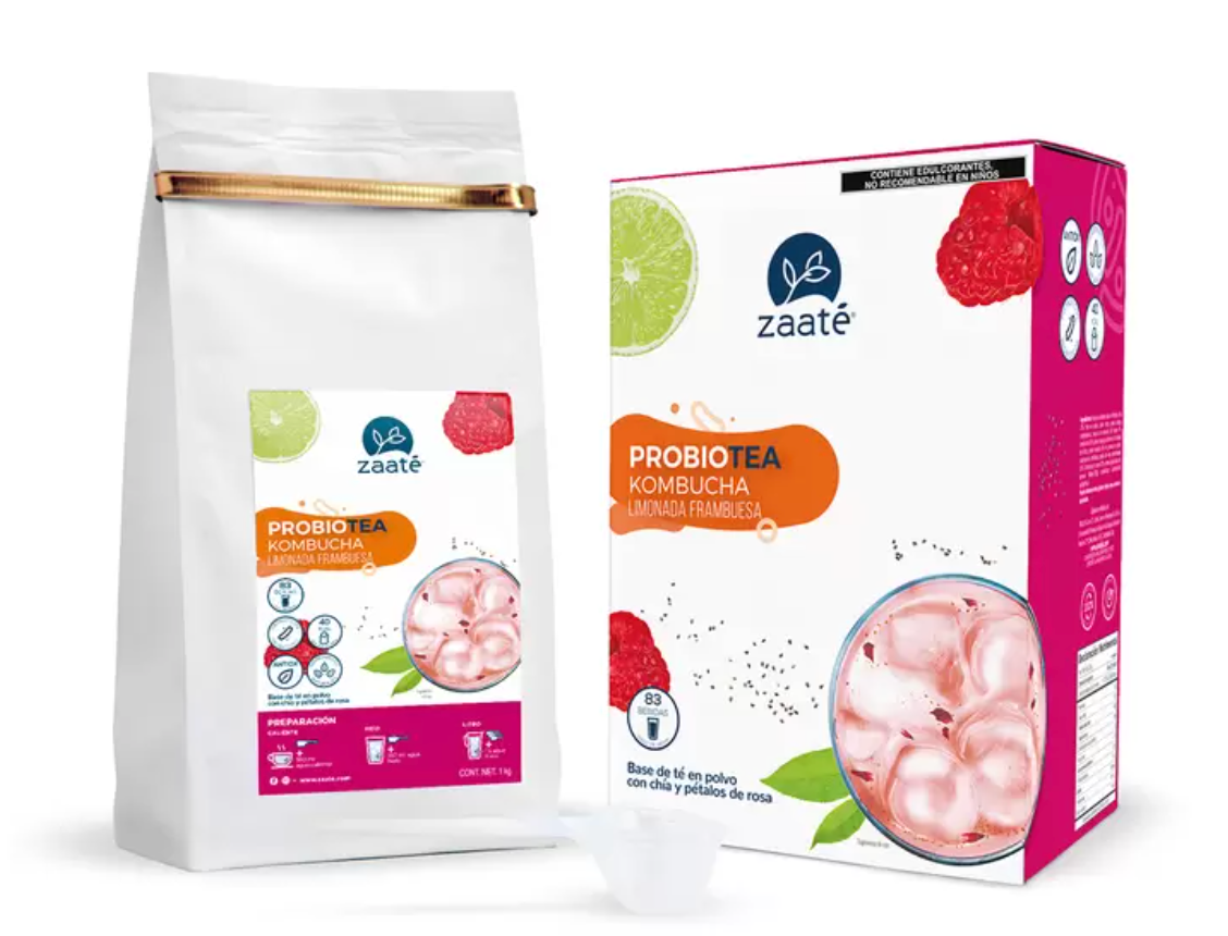 Zaaté Té Blanco Kombucha Limonada Frambuesa Chía 1 kg - KOZ