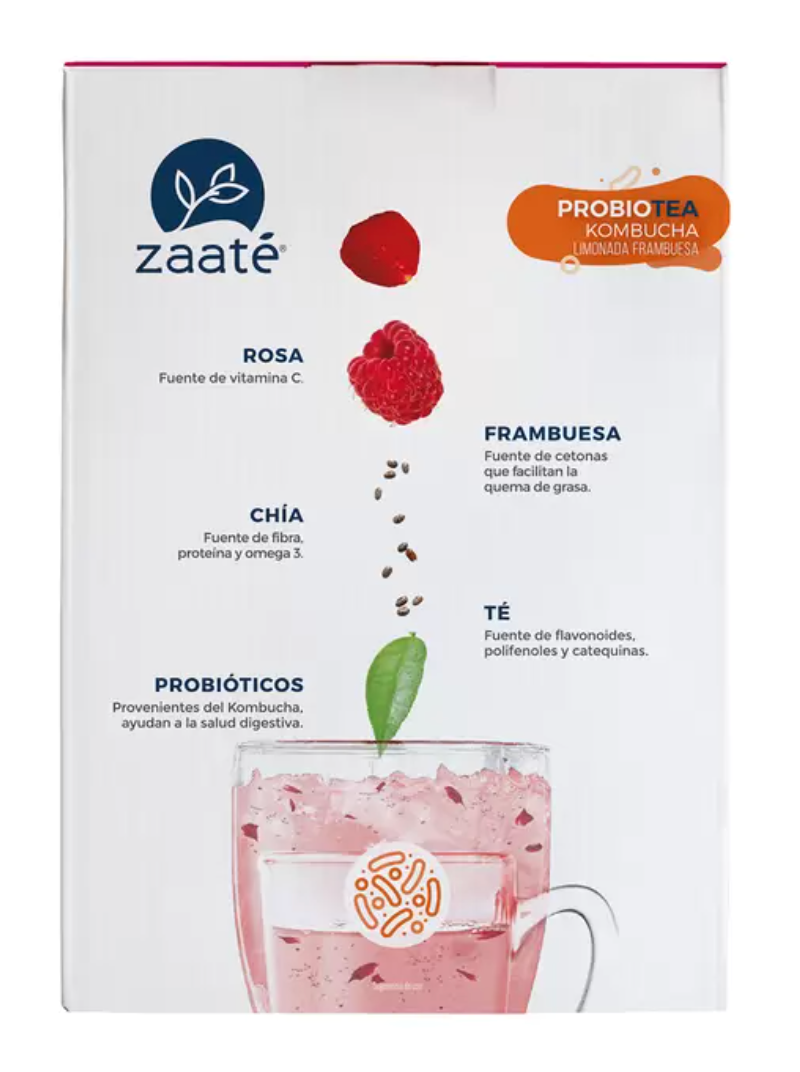 Zaaté Té Blanco Kombucha Limonada Frambuesa Chía 1 kg - KOZ
