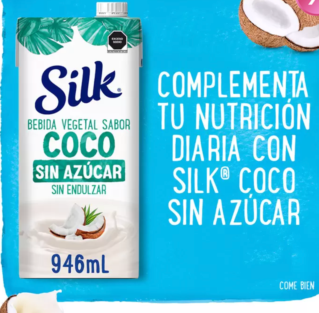 Silk Bebida Vegetal Sabor Coco Sin Azúcar 6 piezas de 946 ml - .