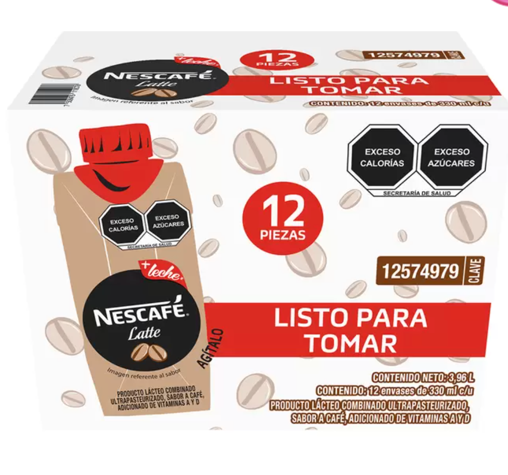 Nescafé Bebida Latte 12 pzs de 330 ml - .