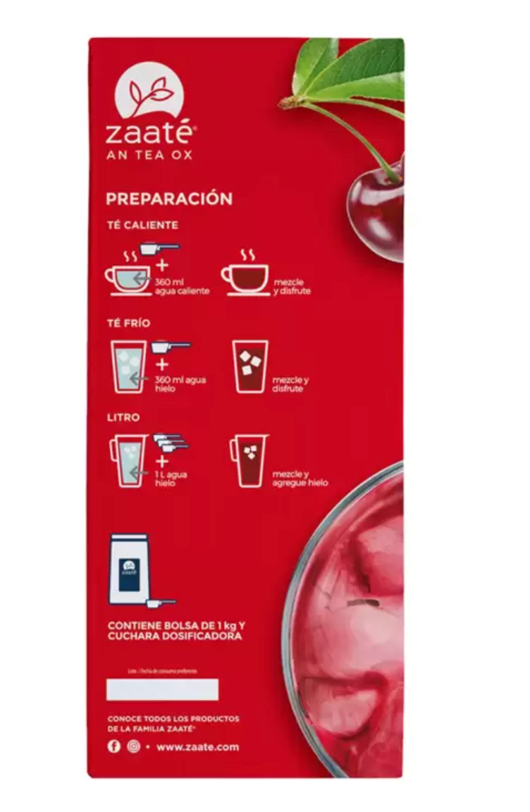Zaaté Té Rojo Tisana Jamaica Arándano Sabor Cereza 1 kg - .