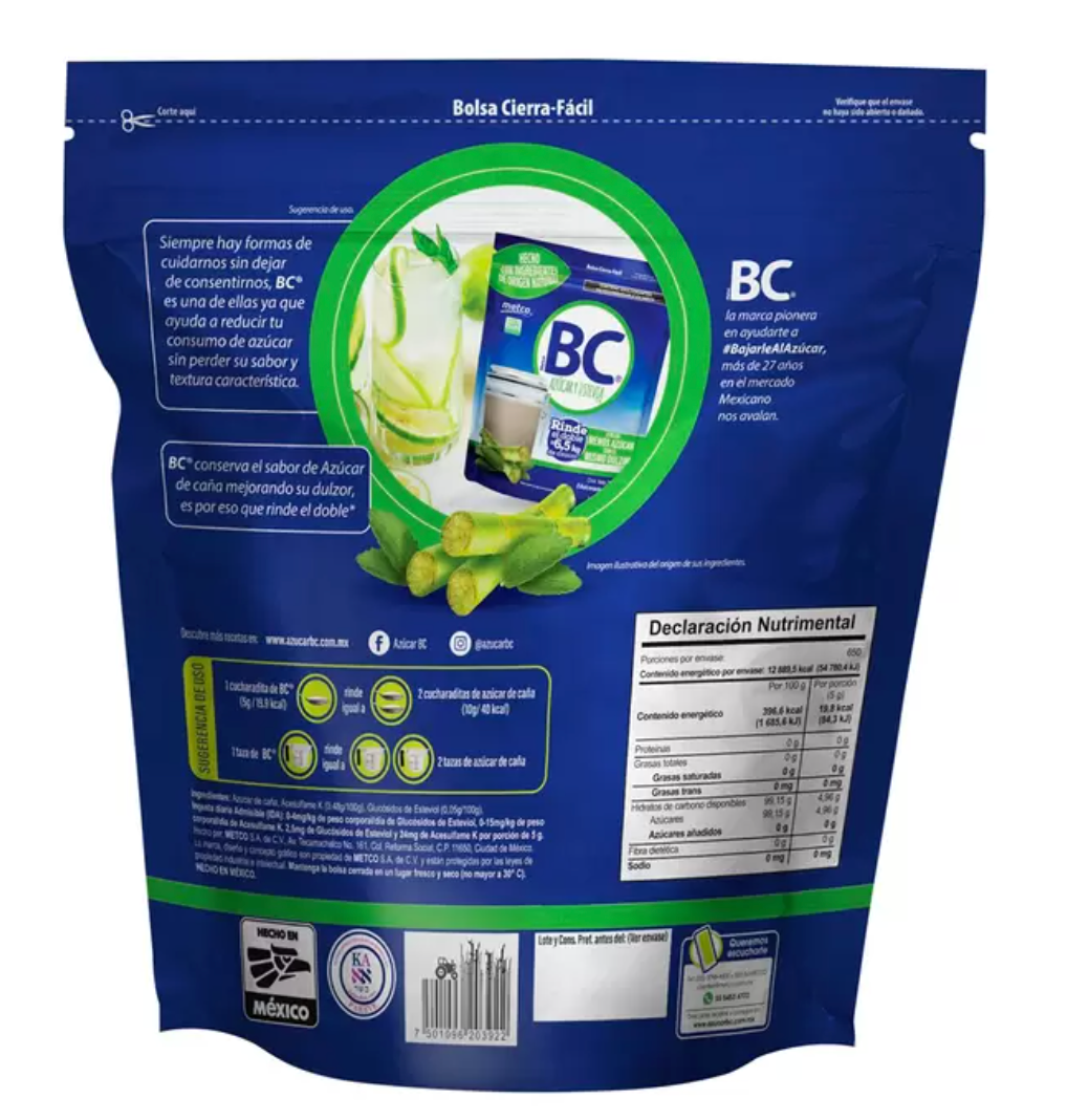 BC Azúcar y Extracto de Stevia 3.25 kg - KOZ
