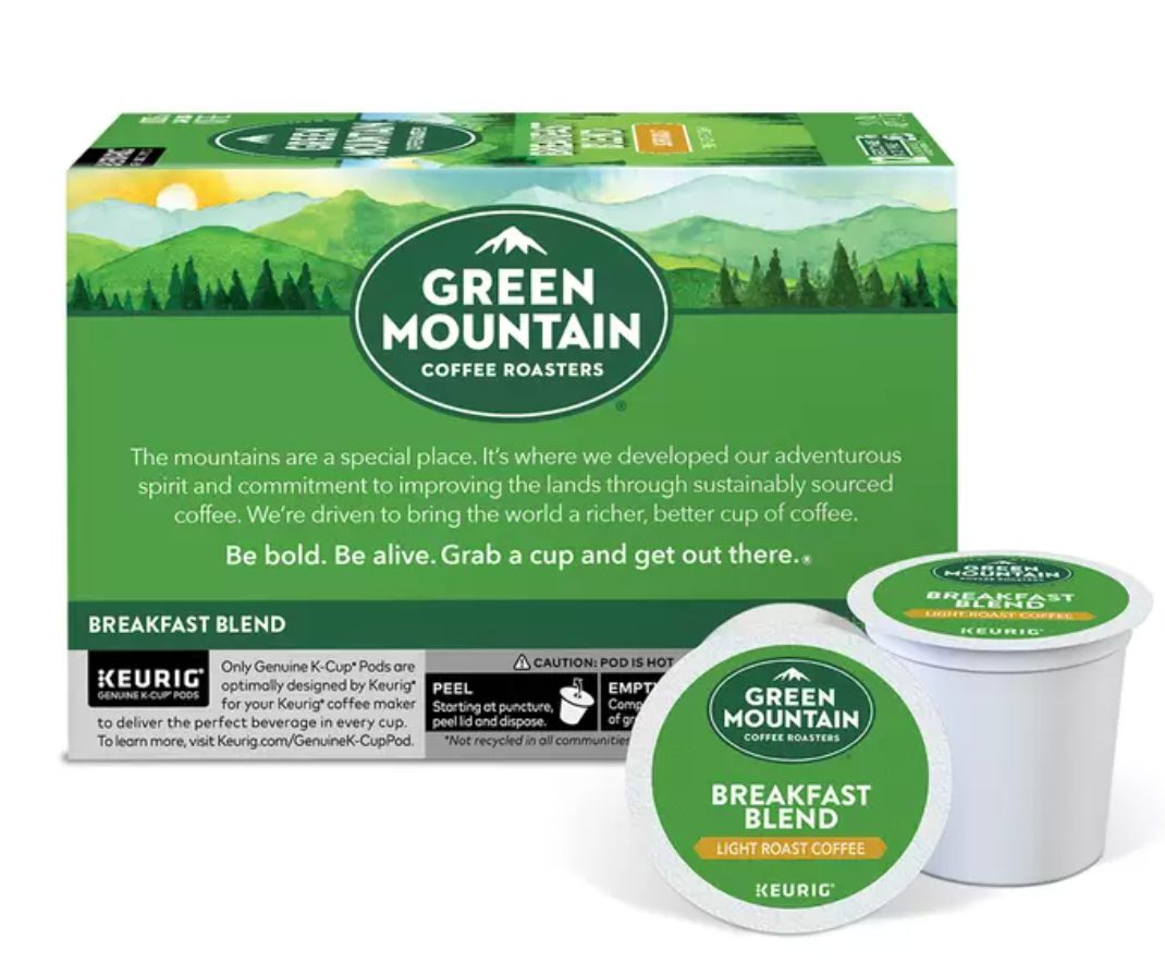 Keurig, Green Mountain Coffee Roasters Breakfast Blend, 72 cápsulas K-Cup - .