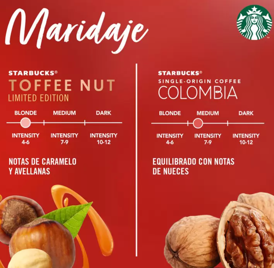 Starbucks Cápsulas Nespresso, Toffee Nut y Colombia - KOZ