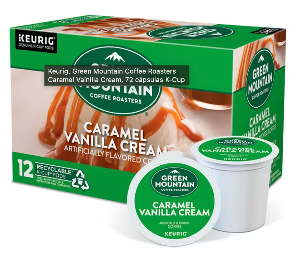 Keurig, Green Mountain Coffee Roasters Caramel Vainilla Cream, 72 cápsulas K-Cup - KOZ