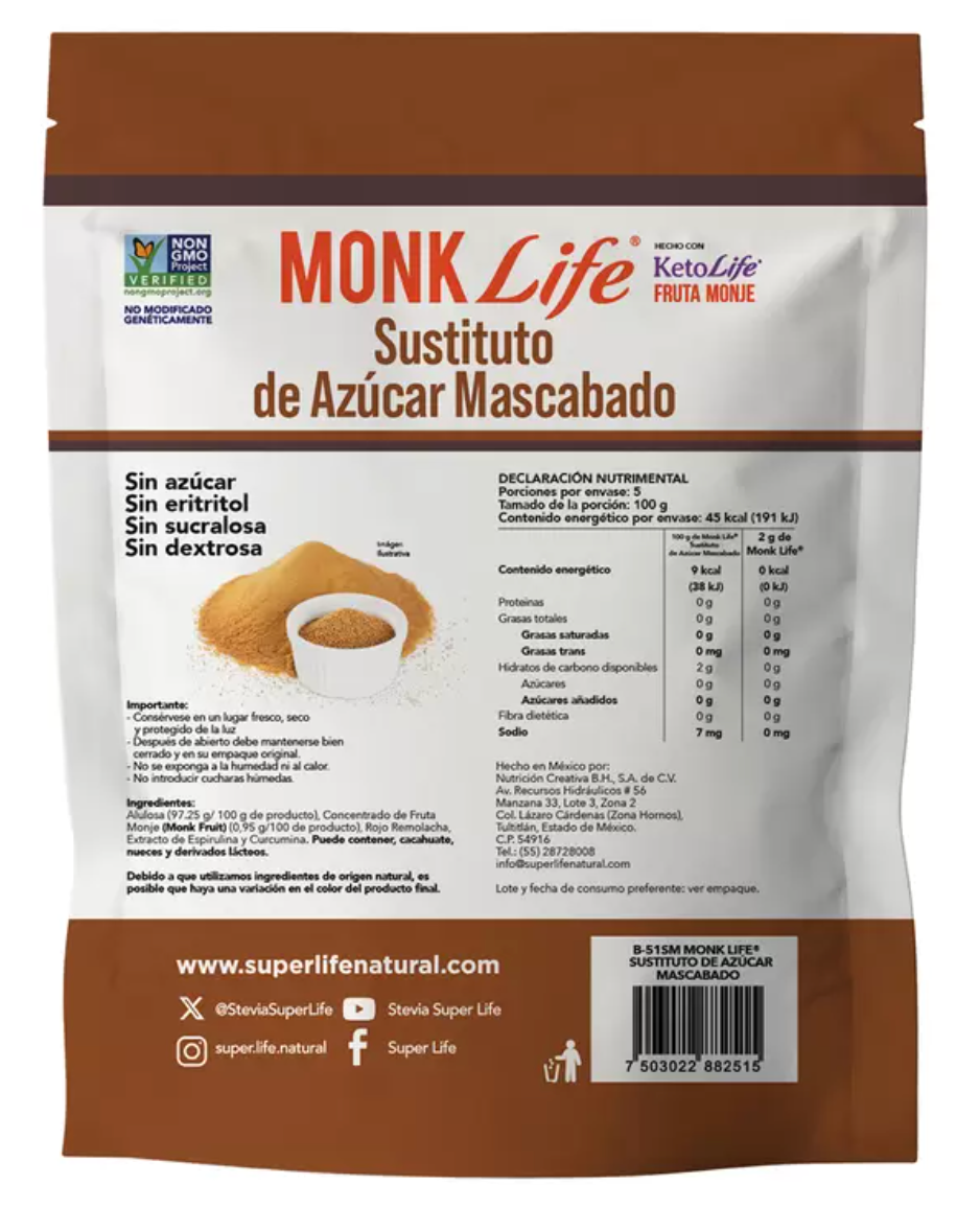Monk Life Sustituto de Azúcar Mascabado 500 grs