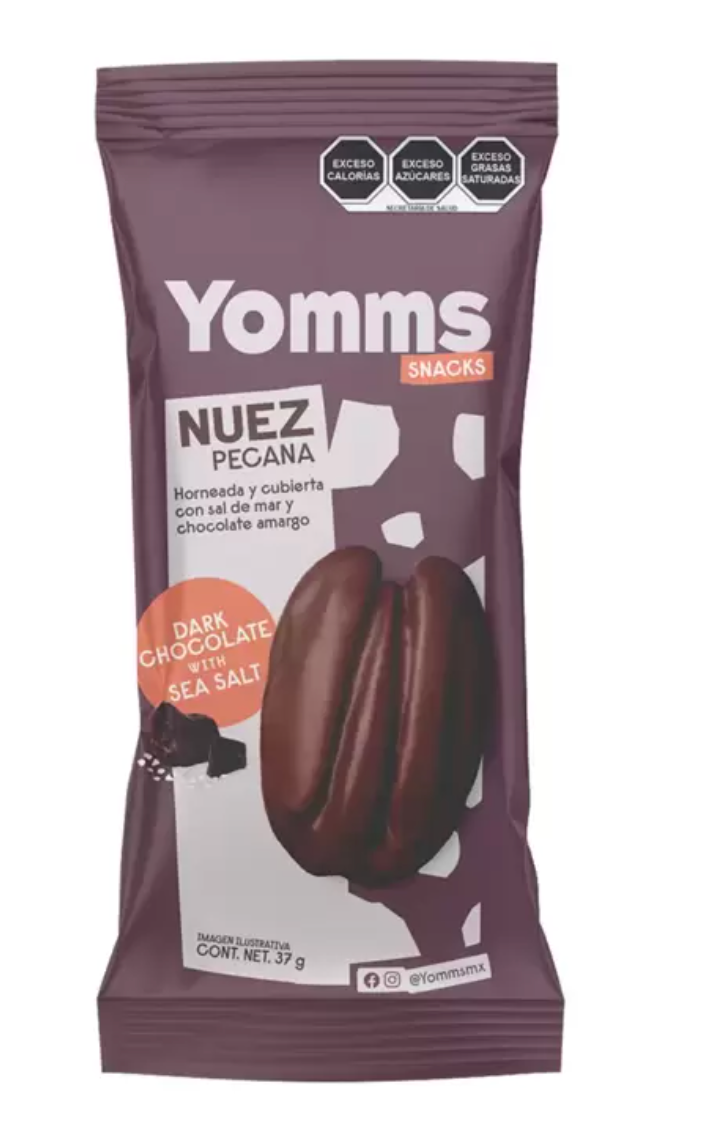 Yomms Snacks de Nuez Pecana con Chocolate 16 pzas de 37 grs - KOZ