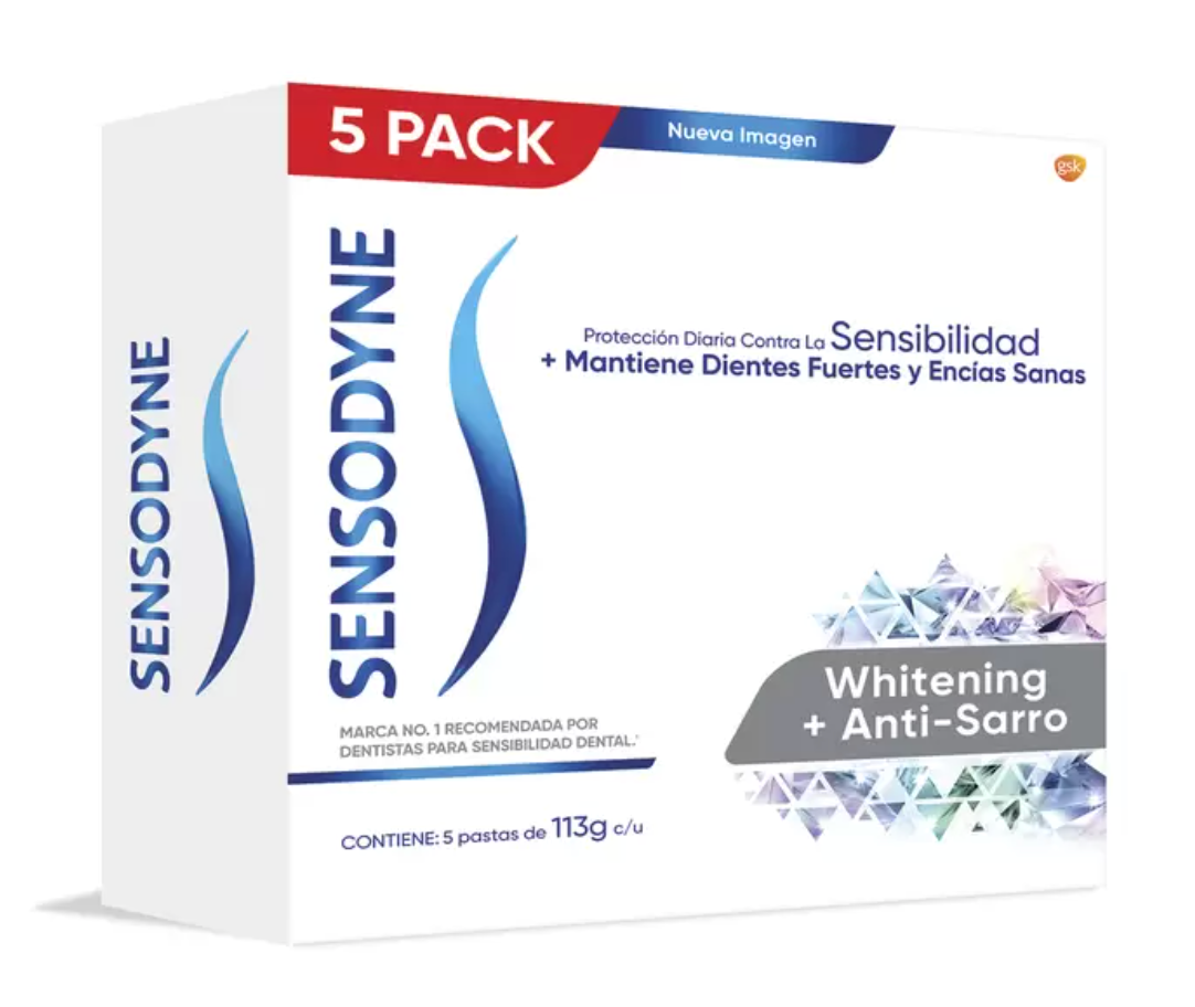 Sensodyne Pasta Dental Blanqueadora Antisarro 5 piezas de 113 grs - KOZ