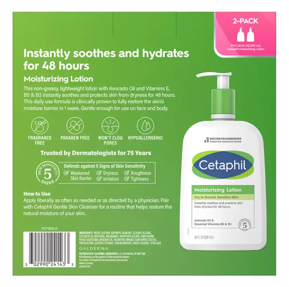 Cetaphil Loción Humectante 2 piezas de 591 ml - .