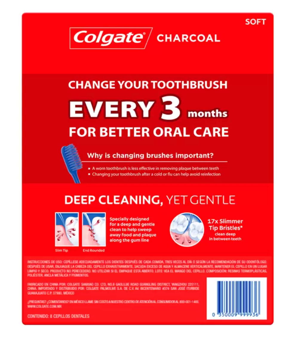 Colgate Cepillo de Dientes Charcoal 8 piezas - KOZ