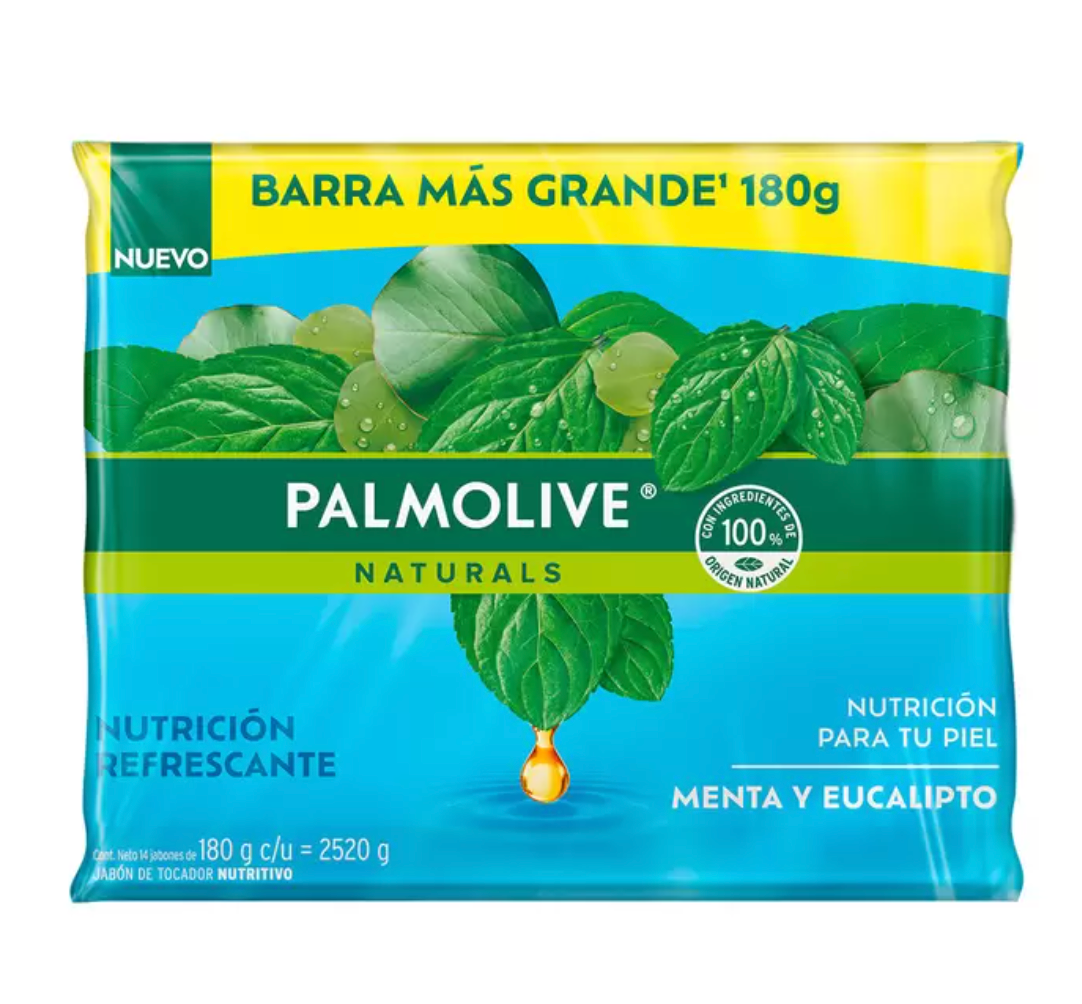 Palmolive Naturals Jabón en Barra de Menta y Eucalipto 14 piezas de 180 gr - .