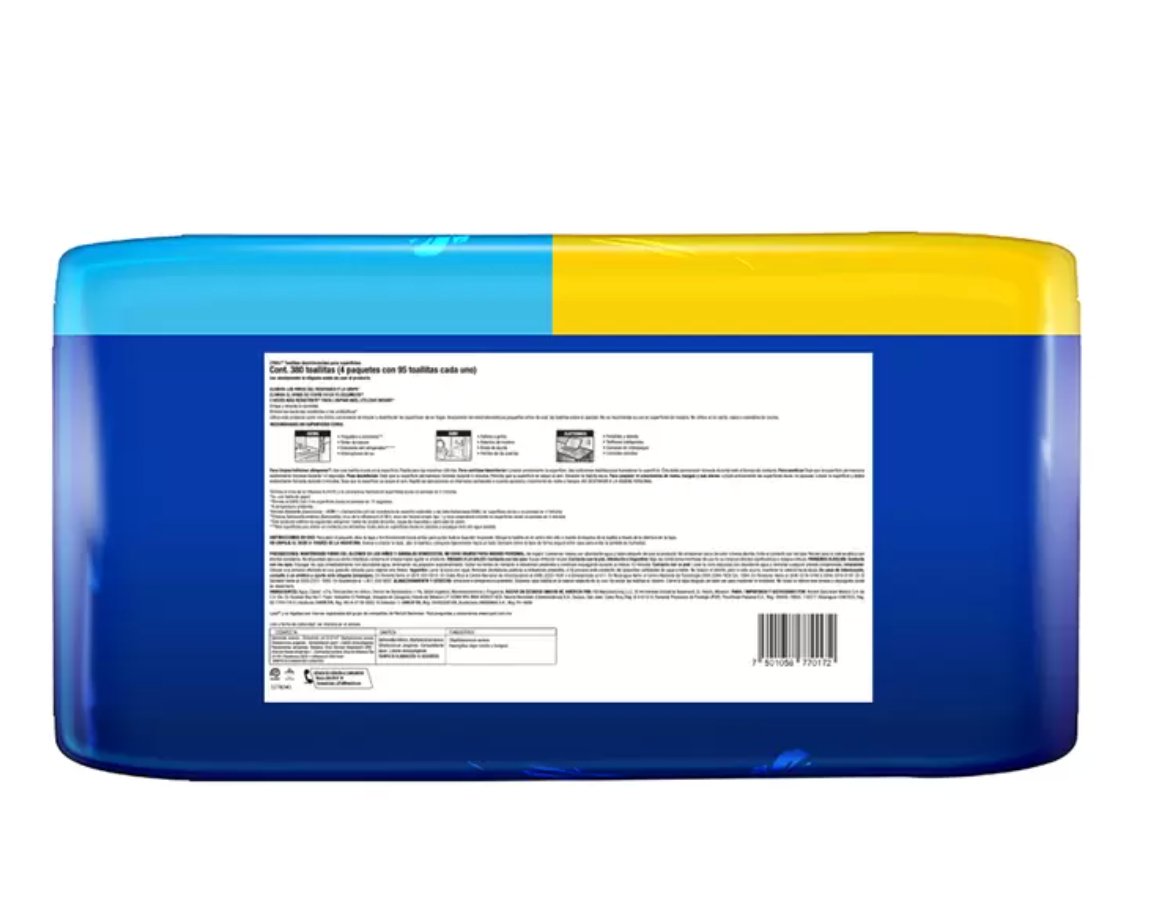 Lysol Toallas Desinfectantes 4 piezas con 95 Toallitas cada una - KOZ